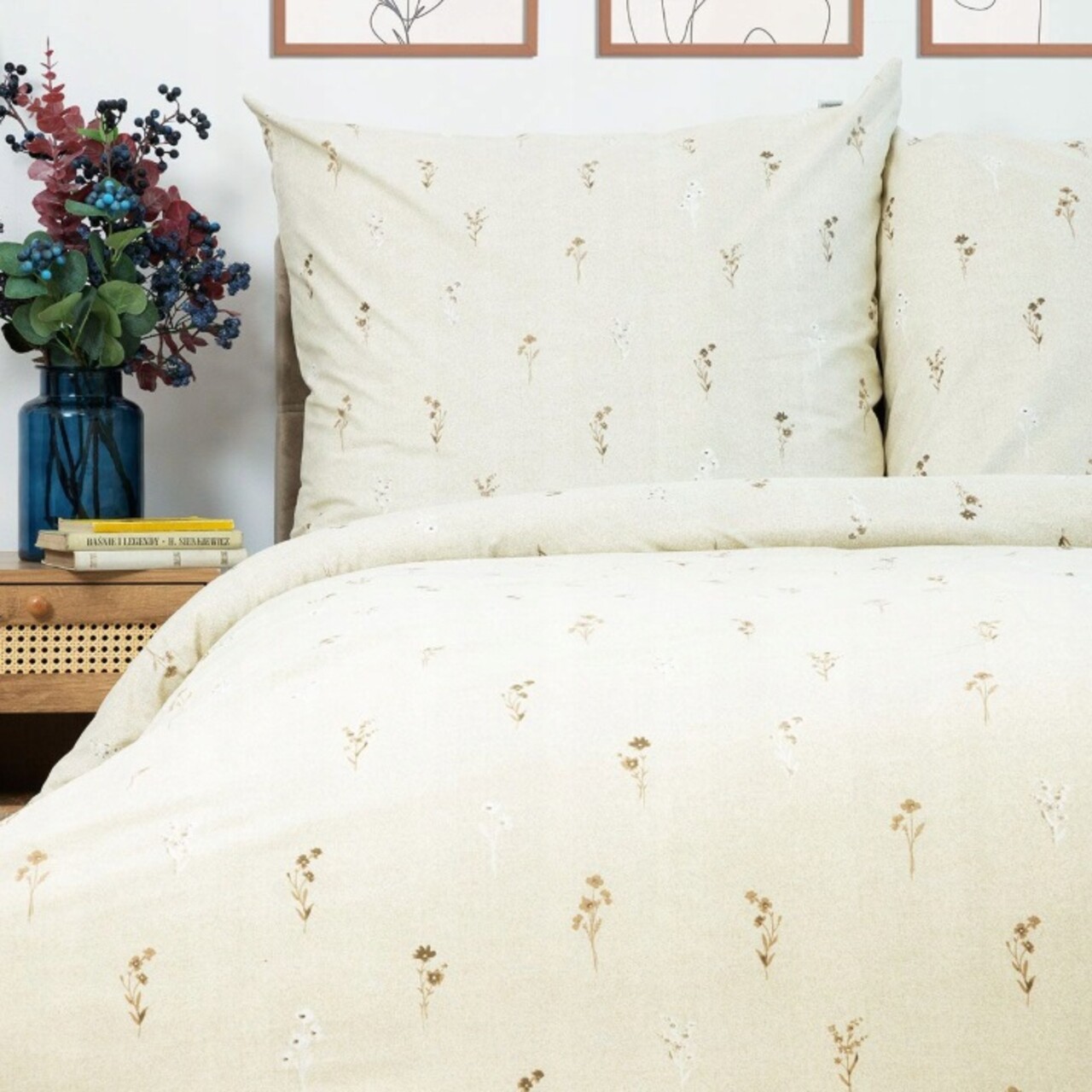 Lenjerie de pat dubla B2 Rem Essentials, Homla, 3 piese, 160x200 cm, bumbac, bej - imagine 4